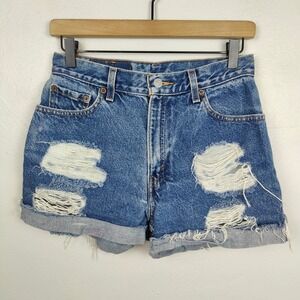 Vintage 90s Levi's 550 Relaxed Fit Denim Jean Shorts‎ Womens 6 Medium Wash Vtg